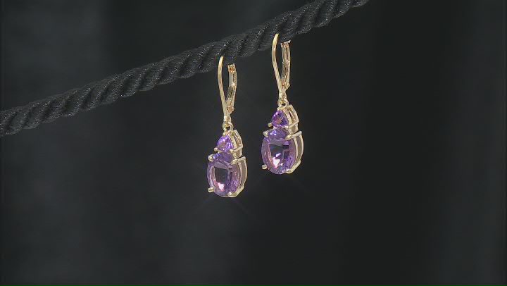 Amethyst 18k Yellow Gold Over Sterling Silver Earrings 4.00ctw Video Thumbnail