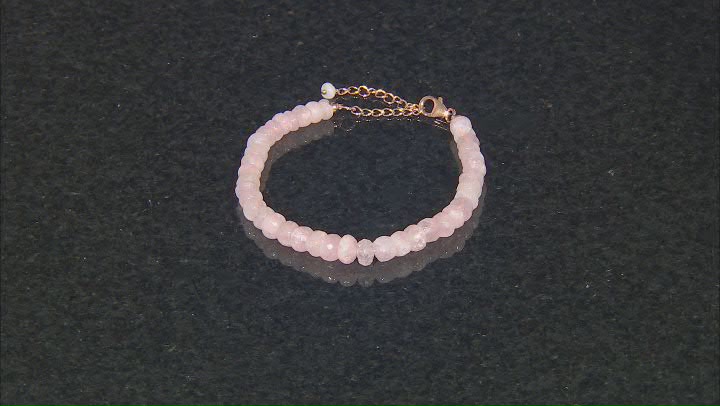 Pink Morganite 18K Rose Gold Over Sterling Silver Beaded Bracelet Video Thumbnail