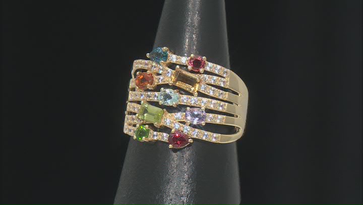 Multi-Gemstone 18k Yellow Gold Over Sterling Silver Ring 1.93ctw Video Thumbnail