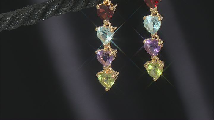 Multi-Gemstone 18k Yellow Gold Over Sterling Silver Earrings 3.81ctw Video Thumbnail