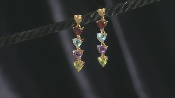 Multi-Gemstone 18k Yellow Gold Over Sterling Silver Earrings 3.81ctw Video Thumbnail