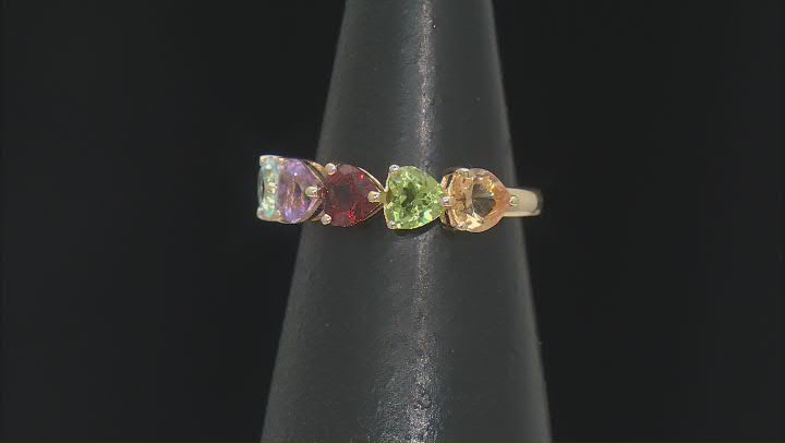 Multi-Gemstone 18k Yellow Gold Over Sterling Silver Ring 2.30ctw Video Thumbnail