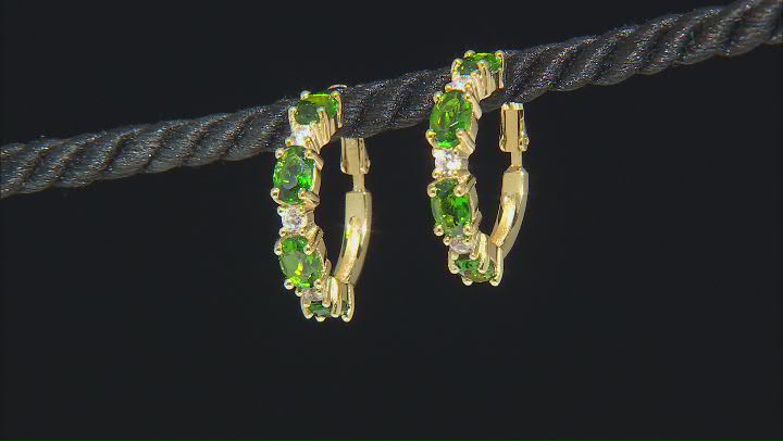 Chrome Diopside With White Zircon 18k Yellow Gold Over Sterling Silver Earrings 3.59ctw Video Thumbnail