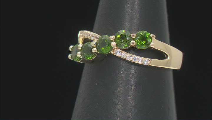 Chrome Diopside With White Zircon 18k Yellow Gold Over Sterling Silver Ring Video Thumbnail