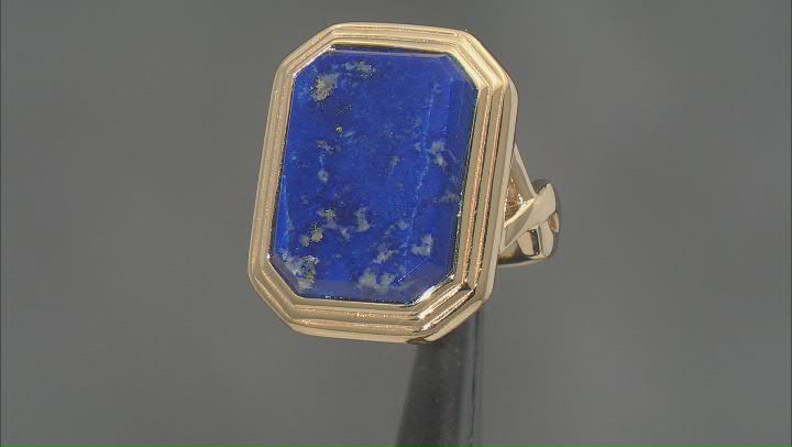 Blue Lapis Lazuli 18k Yellow Gold Over Sterling Silver Ring Video Thumbnail
