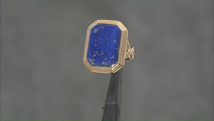 Blue Lapis Lazuli 18k Yellow Gold Over Sterling Silver Ring Video Thumbnail