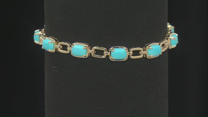 Blue Sleeping Beauty Turquoise 18k Yellow Gold Over Sterling Silver Bracelet Video Thumbnail