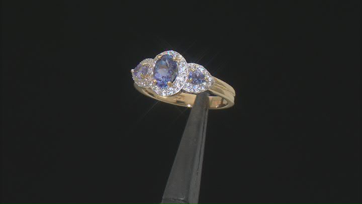 Tanzanite With White Zircon 18k Yellow Gold Over Sterling Silver Ring 1.35ctw Video Thumbnail