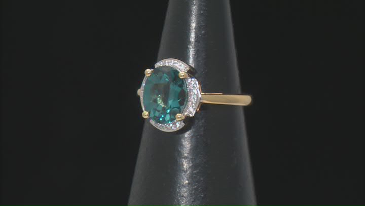 Teal Lab Created Spinel With White Zircon 18k Yellow Gold Over Sterling Silver Ring 2.95ctw Video Thumbnail