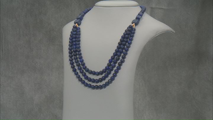 Lapis Lazuli 18k Yellow Gold Over Sterling Silver Necklace Video Thumbnail