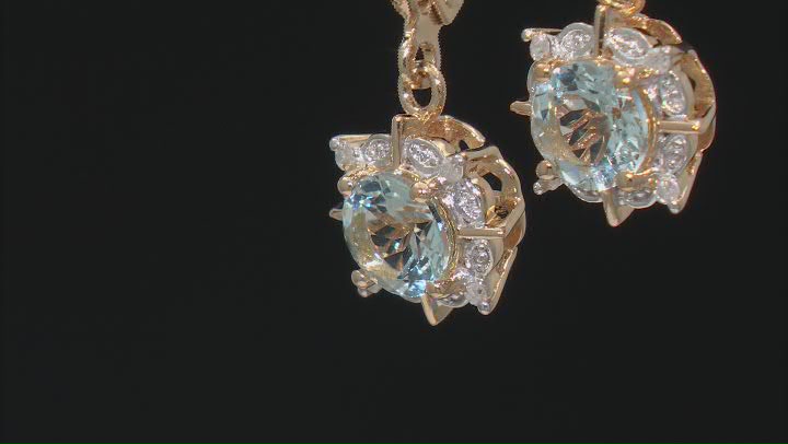 Aquamarine With White Diamond 18k Yellow Gold Over Sterling Silver Earrings 1.32ctw Video Thumbnail