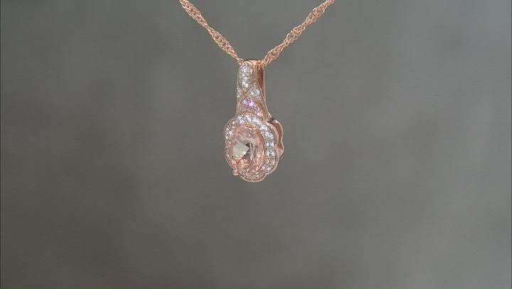 Morganite, Pink Sapphire, White Zircon 18k Rose Gold Over Sterling Silver Pendant With Chain 1.15ctw Video Thumbnail
