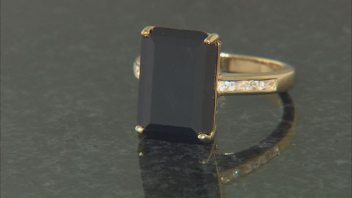 Black Spinel With White Zircon 18k Yellow Gold Over Sterling Silver Ring 7.31ctw Video Thumbnail