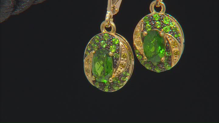 Chrome Diopside With Yellow Diamond 18k Yellow Gold Over Sterling Silver Earrings 1.19ctw Video Thumbnail