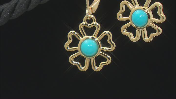 Blue Sleeping Beauty Turquoise 18k Yellow Gold Over Sterling Silver Earrings Video Thumbnail