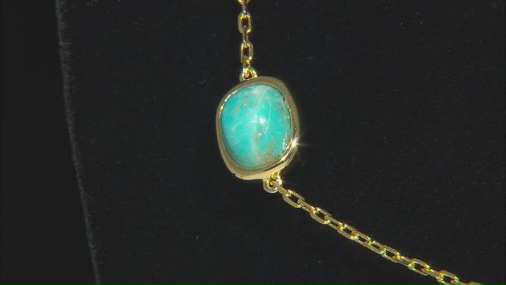 Blue Turquoise 18k Yellow Gold Over Sterling Silver Station Necklace Video Thumbnail