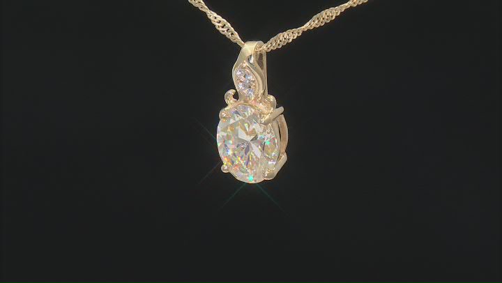 Strontium Titanate With White Zircon 18k Yellow Gold Over Sterling Silver Pendant With Chain 3.34ctw Video Thumbnail