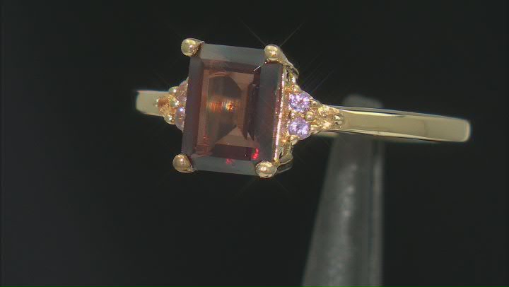 Red Labradorite With Amethyst And Citirine 18k Yellow Gold Over Sterling Silver Ring 1.36ctw Video Thumbnail