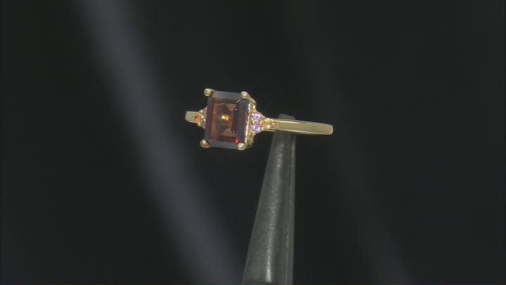 Red Labradorite With Amethyst And Citirine 18k Yellow Gold Over Sterling Silver Ring 1.36ctw Video Thumbnail