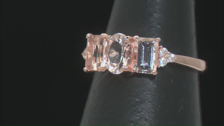 Morganite With White Zircon 18k Rose Gold Over Sterling Silver Ring 1.65ctw Video Thumbnail