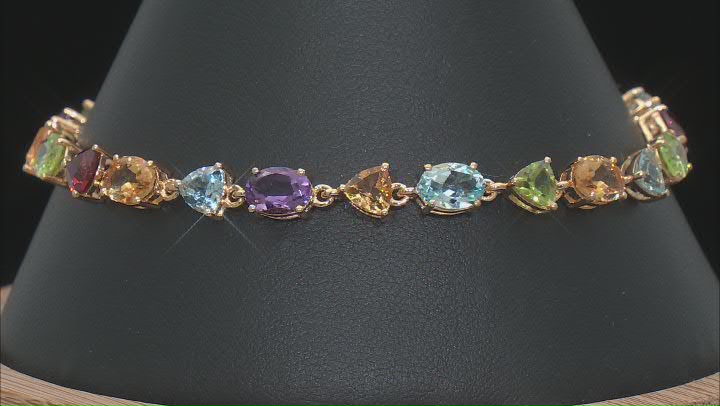 Multi Gemstone 18k Yellow Gold Over Sterling Silver Bracelet 11.70ctw Video Thumbnail