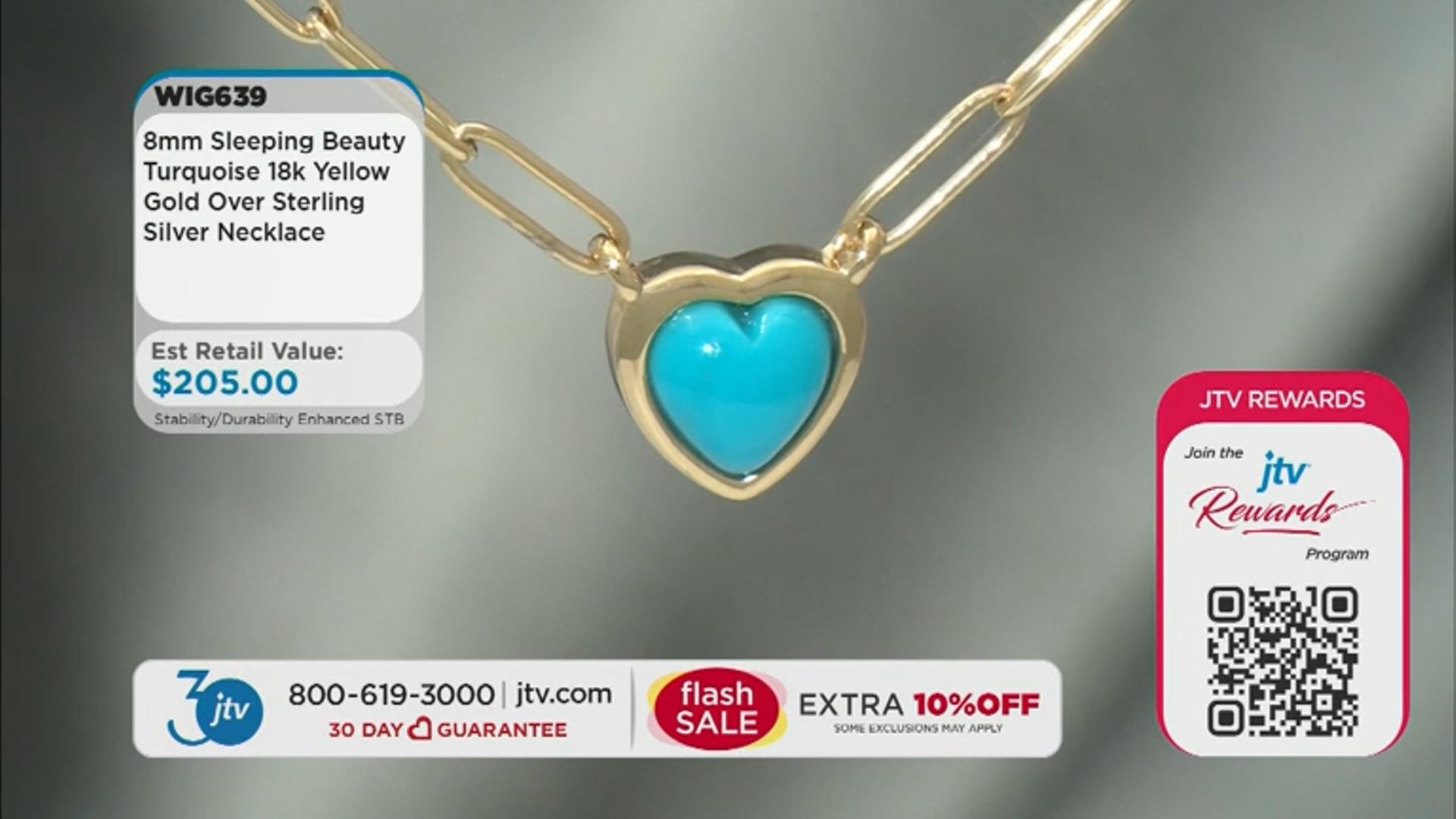 Sleeping Beauty Turquoise 18k Yellow Gold Over Sterling Silver Necklace Video Thumbnail