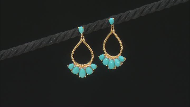 Blue Sleeping Beauty Turquoise 18k Yellow Gold Over Sterling Silver Earrings Video Thumbnail