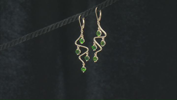 Chrome Diopside 18k Yellow Gold Over Sterling Silver Earrings 3.09ctw Video Thumbnail