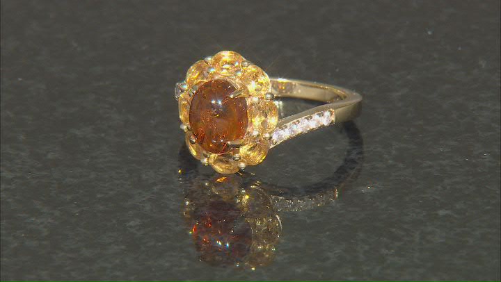 Amber And Citrine With White Zircon 18k Yellow Gold Over Sterling Silver Ring 2.24ctw Video Thumbnail