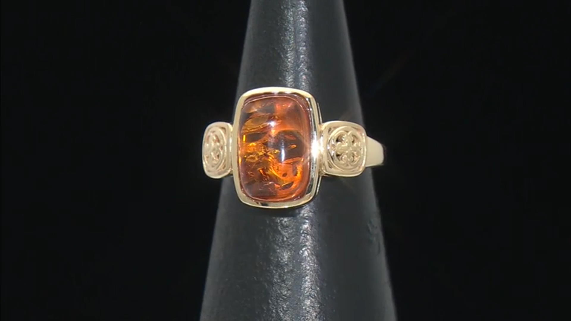 Amber 18k Yellow Gold Over Sterling Silver Ring Video Thumbnail