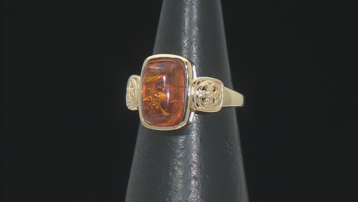 Amber 18k Yellow Gold Over Sterling Silver Ring Video Thumbnail