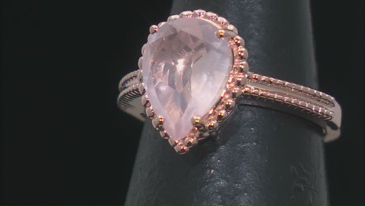 Pink Rose Quartz 18k Rose Gold Over Sterling Silver Ring 2.55ctw Video Thumbnail