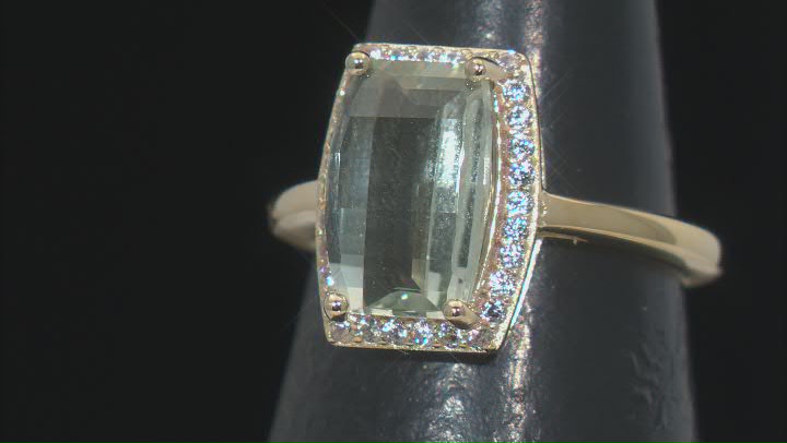 Prasiolite With White Zircon 18k Yellow Gold Over Sterling Silver Ring 3.87ctw Video Thumbnail
