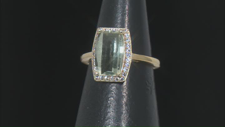 Prasiolite With White Zircon 18k Yellow Gold Over Sterling Silver Ring 3.87ctw Video Thumbnail