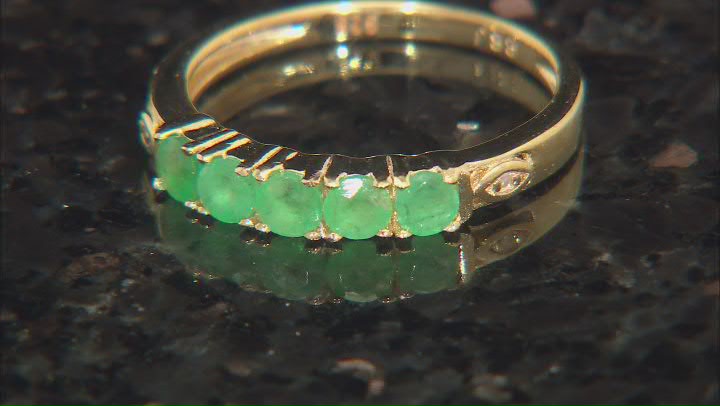 Zambian Emerald With White Diamond 18k Yellow Gold Over Sterling Silver Ring 0.44ctw Video Thumbnail