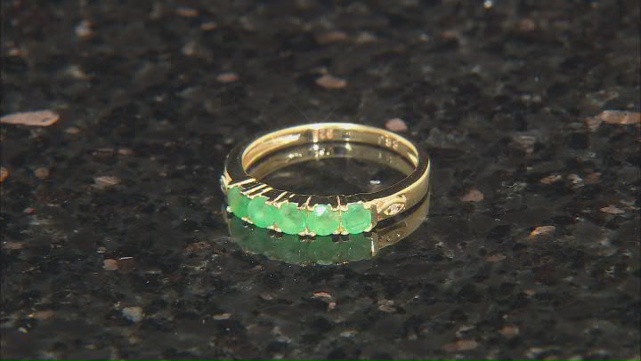 Zambian Emerald With White Diamond 18k Yellow Gold Over Sterling Silver Ring 0.44ctw Video Thumbnail