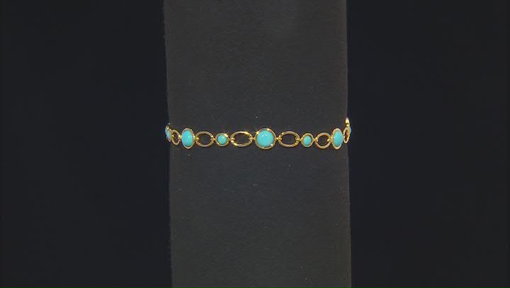 Sleeping Beauty Turquoise 18k Yellow Gold Over Sterling Silver Bracelet Video Thumbnail