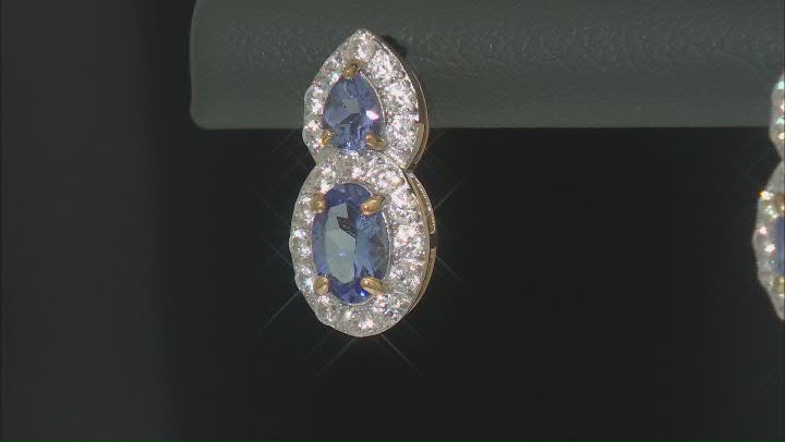 Tanzanite With White Zircon 18k Yellow Gold Over Sterling Silver Earrings 1.70ctw Video Thumbnail