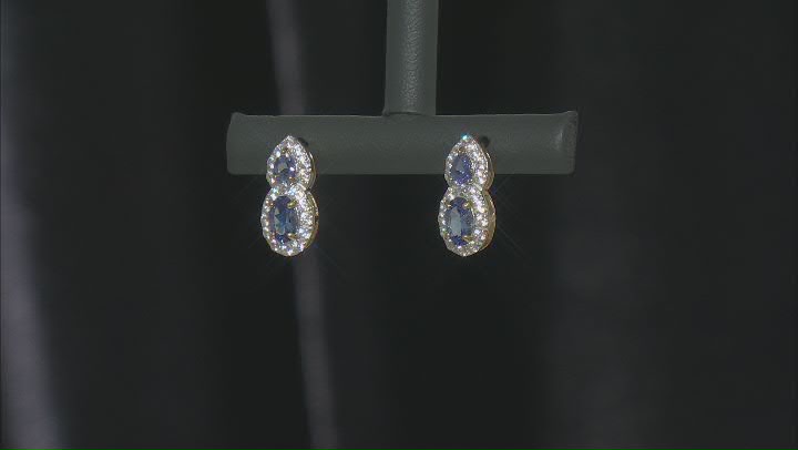 Tanzanite With White Zircon 18k Yellow Gold Over Sterling Silver Earrings 1.70ctw Video Thumbnail