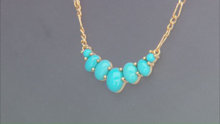 Sleeping Beauty Turquoise 18k Yellow Gold Over Sterling Silver 18" Necklace Video Thumbnail