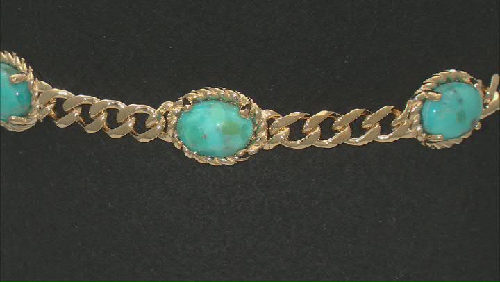 Oval Composite Turquoise 18k Yellow Gold Over Sterling Silver Bracelet Video Thumbnail