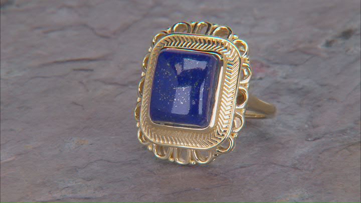 Lapis Lazuli 18k Yellow Gold Over Sterling Silver Ring Video Thumbnail