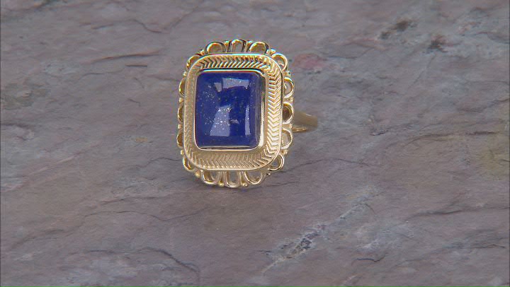 Lapis Lazuli 18k Yellow Gold Over Sterling Silver Ring Video Thumbnail