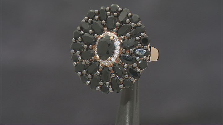 Black Spinel With White Zircon 18k Yellow Gold Over Sterling Silver Ring 6.94ctw Video Thumbnail