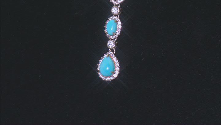 Blue Sleeping Beauty Turquoise 18k Yellow Gold Over Silver Pendant With Chain 0.54ctw Video Thumbnail