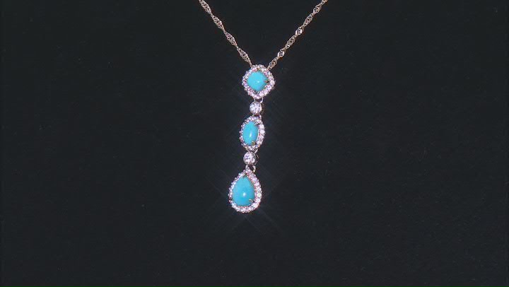 Blue Sleeping Beauty Turquoise 18k Yellow Gold Over Silver Pendant With Chain 0.54ctw Video Thumbnail