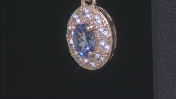 Blue Tanzanite With White Zircon 18k Yellow Gold Over Sterling Silver Earrings 1.57ctw Video Thumbnail