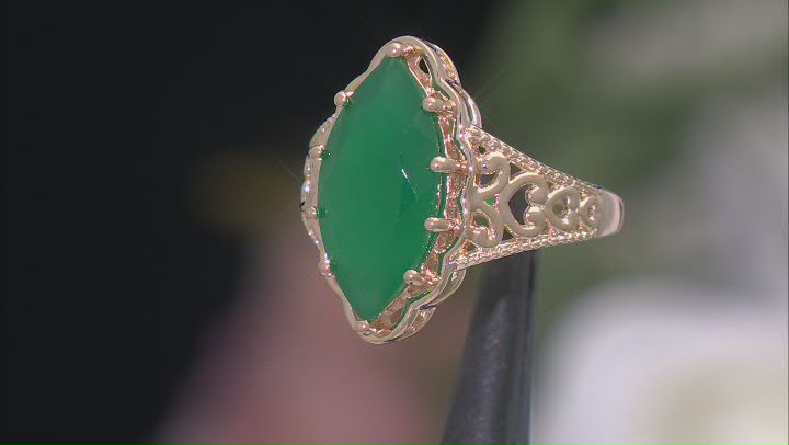 Green Onyx 18k Yellow Gold Over Sterling Silver Solitaire Ring Video Thumbnail