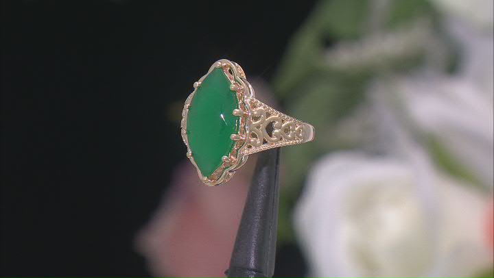 Green Onyx 18k Yellow Gold Over Sterling Silver Solitaire Ring Video Thumbnail