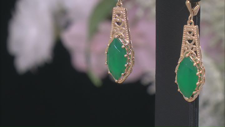 Green Onyx 18k Yellow Gold Over Sterling Silver Earrings Video Thumbnail